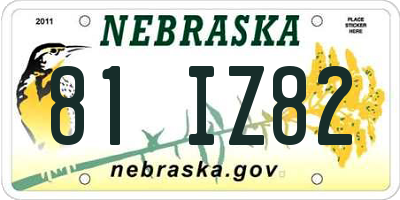 NE license plate 81IZ82
