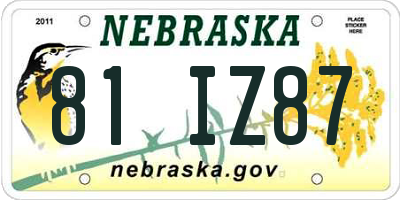 NE license plate 81IZ87