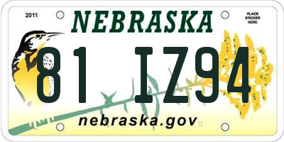 NE license plate 81IZ94