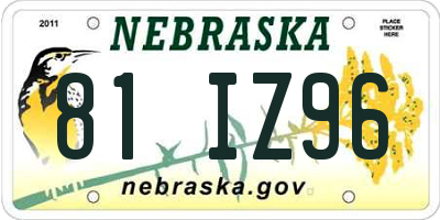 NE license plate 81IZ96