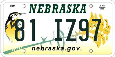 NE license plate 81IZ97
