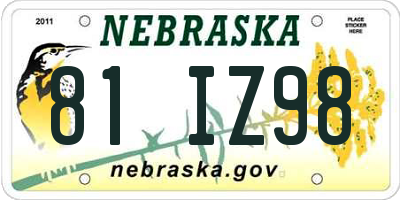 NE license plate 81IZ98