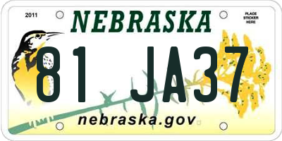 NE license plate 81JA37