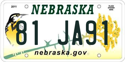 NE license plate 81JA91