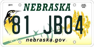 NE license plate 81JB04