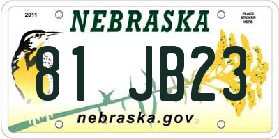 NE license plate 81JB23