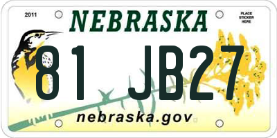 NE license plate 81JB27