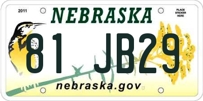 NE license plate 81JB29