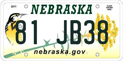 NE license plate 81JB38