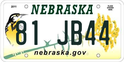 NE license plate 81JB44