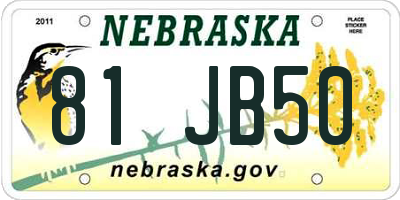 NE license plate 81JB50