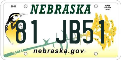 NE license plate 81JB51