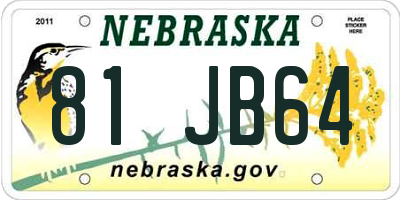 NE license plate 81JB64