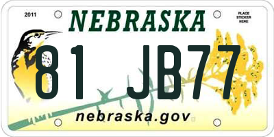 NE license plate 81JB77