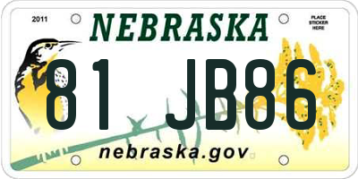 NE license plate 81JB86
