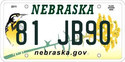 NE license plate 81JB90