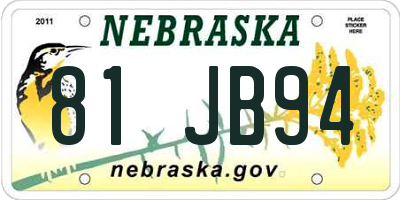 NE license plate 81JB94