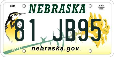 NE license plate 81JB95