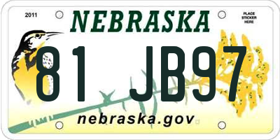 NE license plate 81JB97
