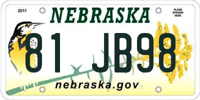 NE license plate 81JB98