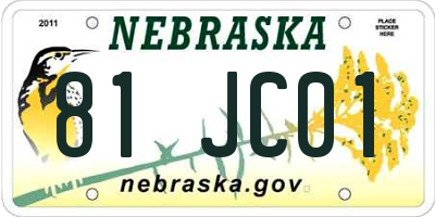 NE license plate 81JC01