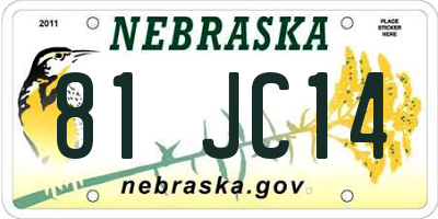 NE license plate 81JC14