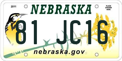 NE license plate 81JC16