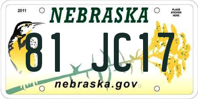 NE license plate 81JC17