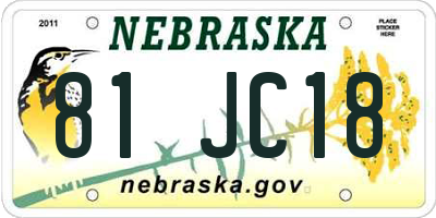 NE license plate 81JC18