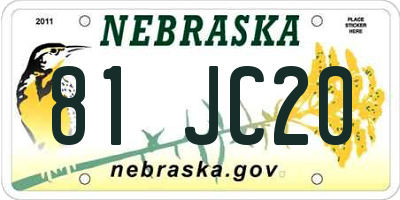 NE license plate 81JC20