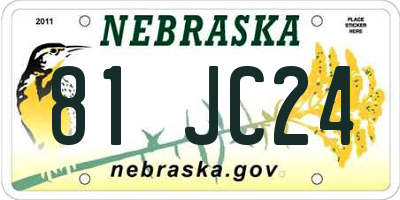 NE license plate 81JC24