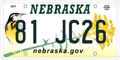 NE license plate 81JC26
