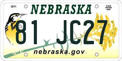 NE license plate 81JC27
