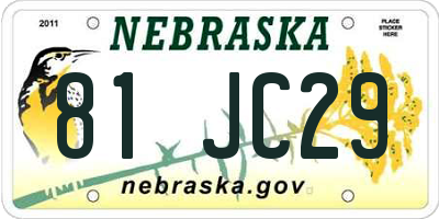 NE license plate 81JC29