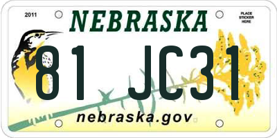 NE license plate 81JC31