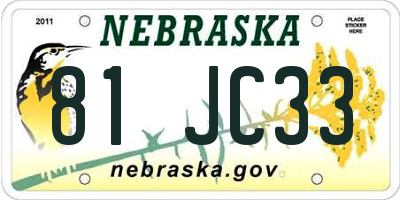 NE license plate 81JC33