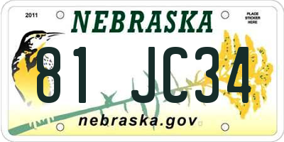 NE license plate 81JC34