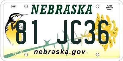 NE license plate 81JC36