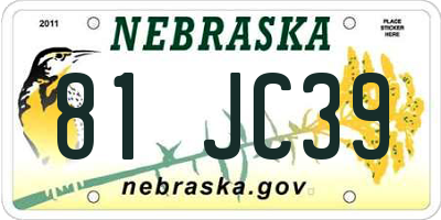 NE license plate 81JC39