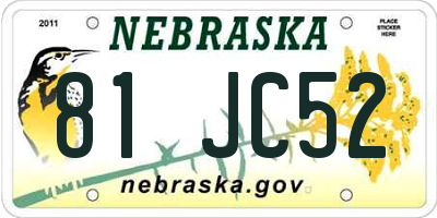 NE license plate 81JC52