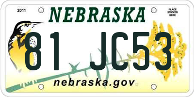 NE license plate 81JC53