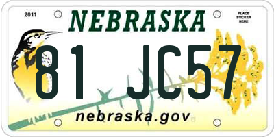 NE license plate 81JC57