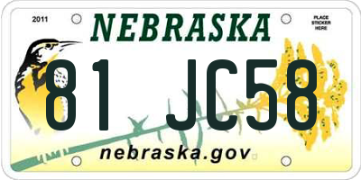 NE license plate 81JC58