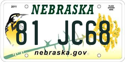 NE license plate 81JC68