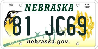 NE license plate 81JC69