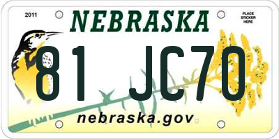 NE license plate 81JC70