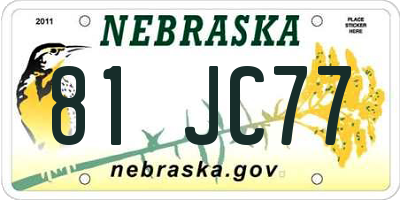 NE license plate 81JC77
