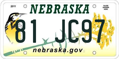 NE license plate 81JC97