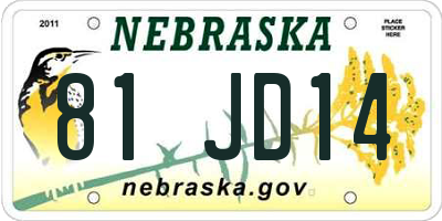 NE license plate 81JD14