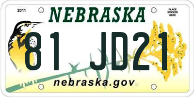 NE license plate 81JD21